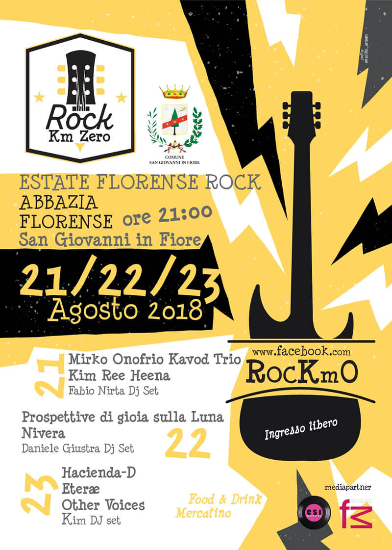 RocKm0 Festival 21-22-23 Agosto 2018 Abbazia Florense di San Giovanni in Fiore locandina