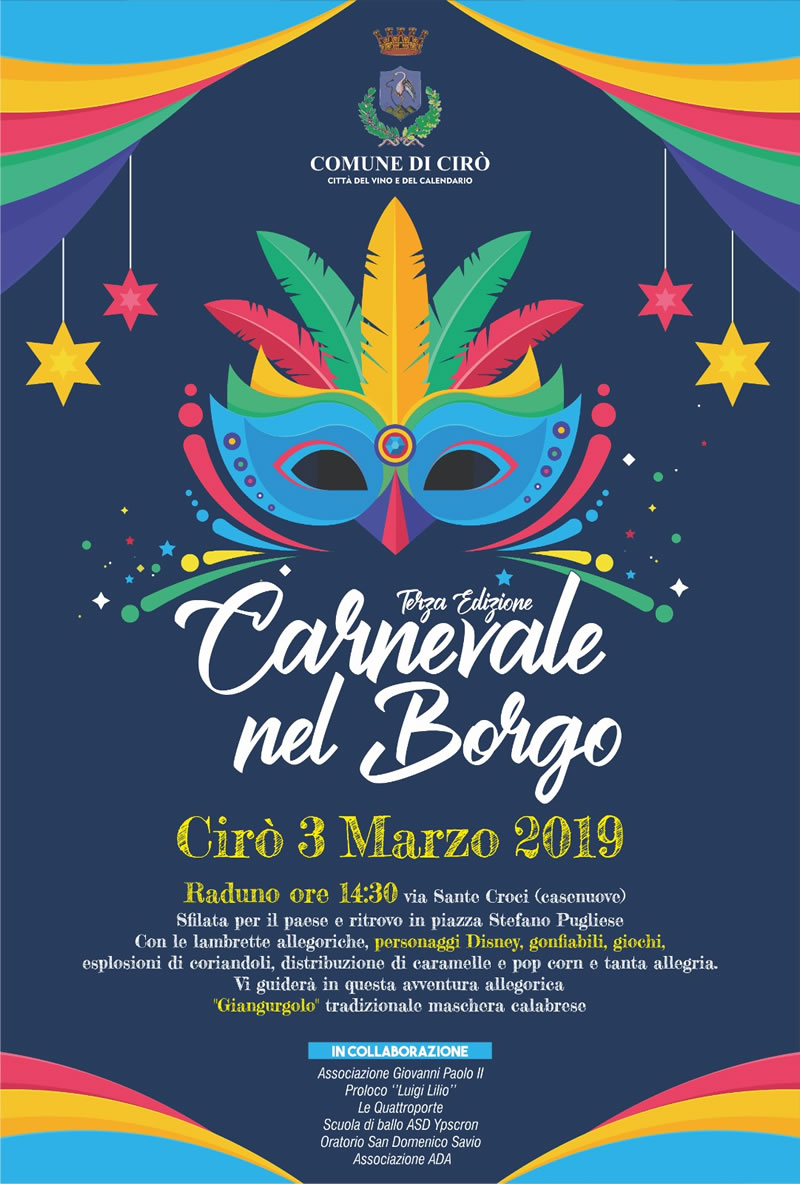 Carnevale nel Borgo 3 marzo 2019 a Cirò