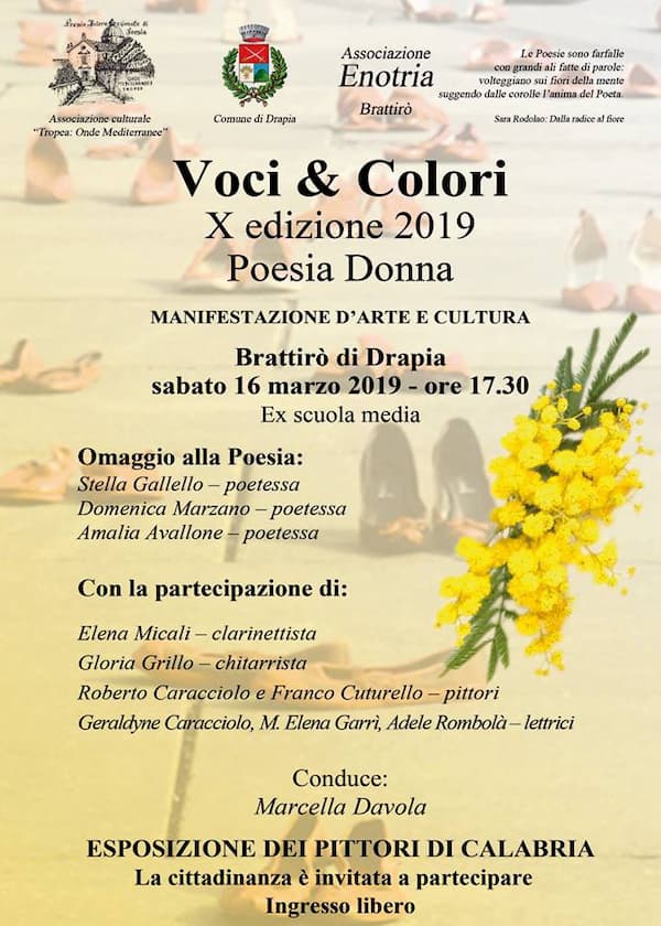 Voci & Colori – Poesia Donna 16 marzo 2019 a Brattirò di Drapia locandina
