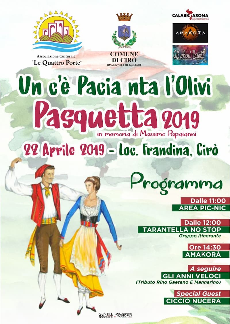 Un c'è pacia nta l'olivi Pasquetta 2019 a Cirò 22 aprile 2019