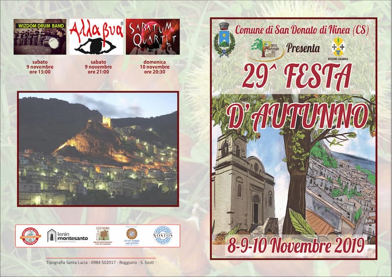 29° Festa Autunno a San Donato di Ninea Novembre 2019 locandina fronte