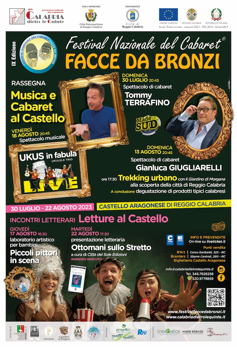 Festival Facce da bronzi 30 Luglio al 22 Agosto 2023 Castello Aragonese, Reggio Calabria locandina