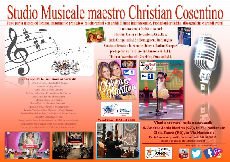 Ricominciano i corsi presso la Music School del M° Christian Cosentino locandina 2021