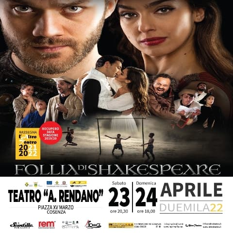 Follia di Shakespearedi Max Mazzotta 23 e 24 Aprile 2022 Cosenza locandina