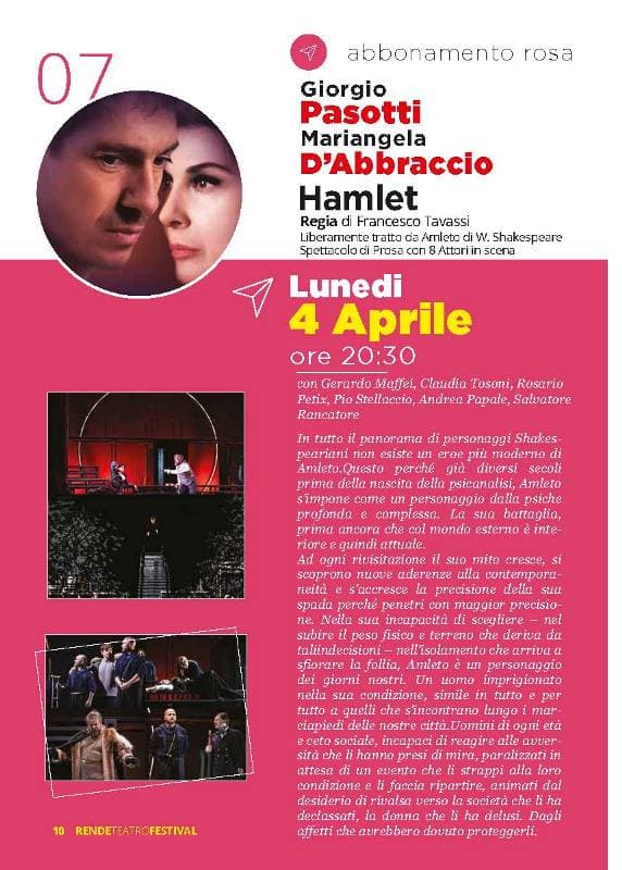 Hamlet con Giorgio Pasotti e Mariangela D'Abbraccio 4 aprile 2022 locandina