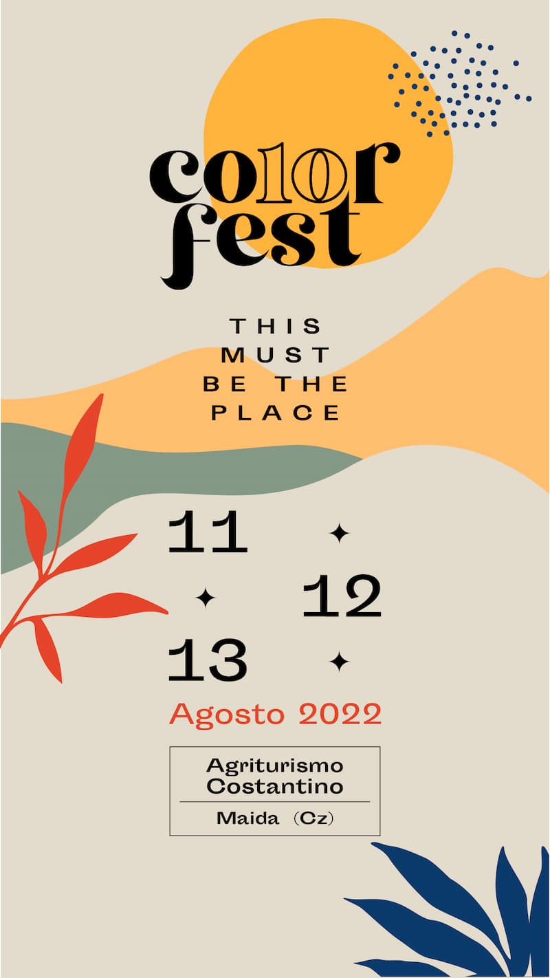 Color Fest 10 - This Must Be The Place dall'11 al 13 Agosto 2022 locandina
