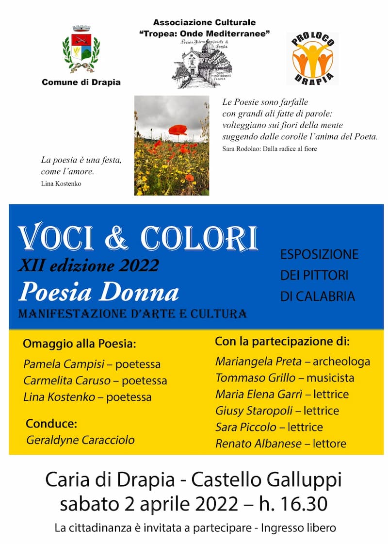 Voci & Colori - Poesia Donna 2 aprile 2022 Caria di Drapia locandina