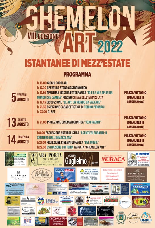 Ghemelon Art - Istantanee di mezz'estate, VIII edizione dal 5 al 14 agosto 2022 a Gimigliano locandina