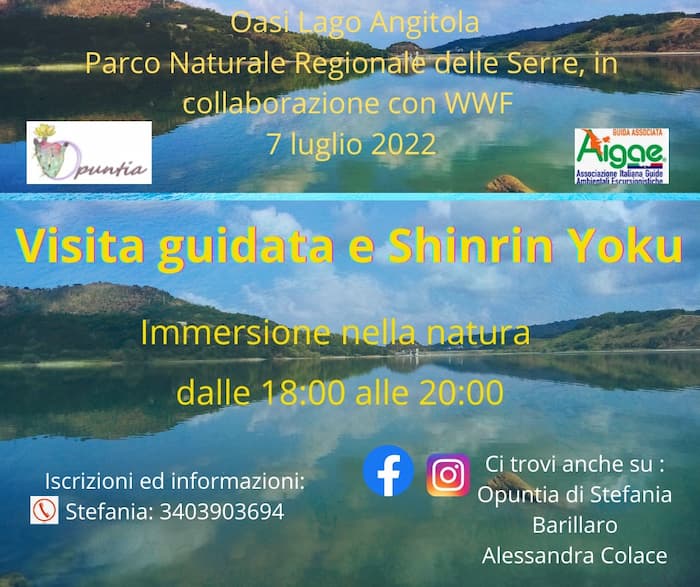 Natura e Shinrin Yoku 7 luglio 2022 Lago Angitola locandina