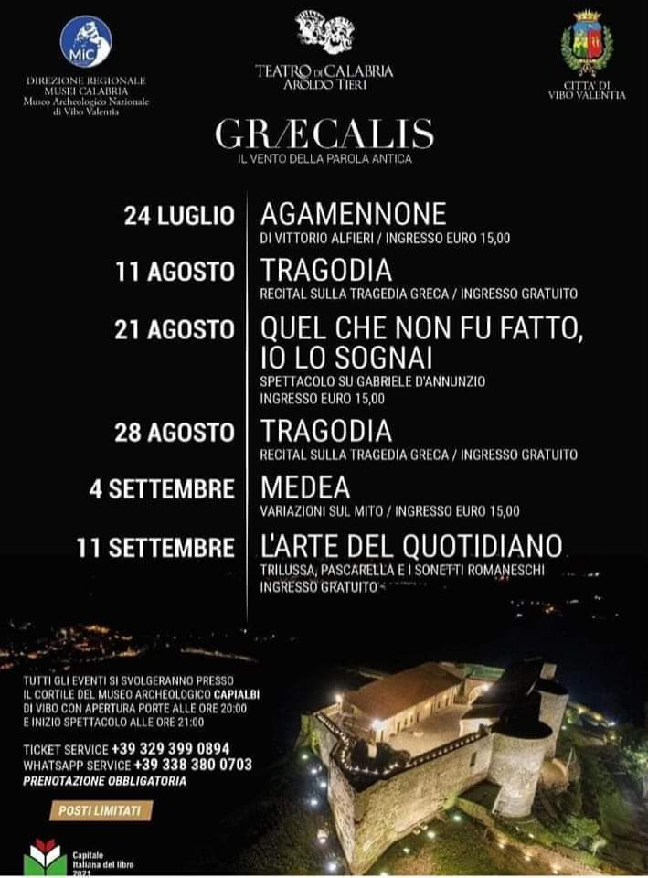 Teatro di Calabria - Graecalis a Vibo Valentia dal 24 luglio - 11 settembre 2022 locandina