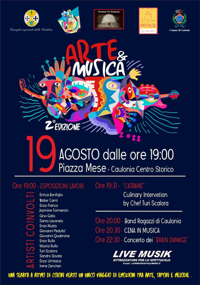 Arte e Musica 2° edizione 19 agosto 2022 a Caulonia locandina