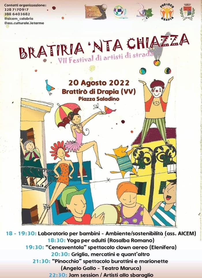Bratiria 'nta chiazza 20 agosto 2022 a Brattirò di Drapia locandina