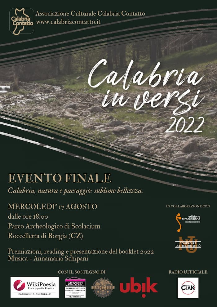 Evento Finale di Calabria in Versi 17 agosto 2022 a Roccelletta di Borgia locandina