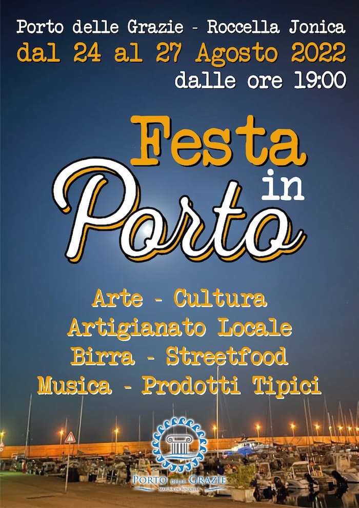 Festa in Porto a Roccella Jonica dal 24 al 27 agosto 2022 locandina