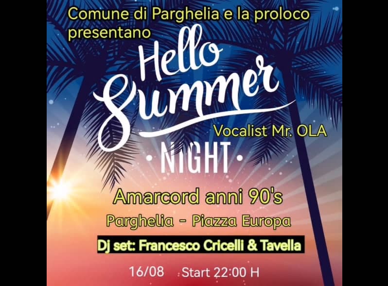 Hello Summer a Parghelia 16 agosto 2022 locandina