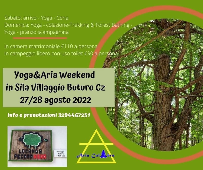 Mini-ritiro Yoga nei meravigliosi boschi della Sila 27 e 28 agosto 2022 Villaggio Buturo locandina