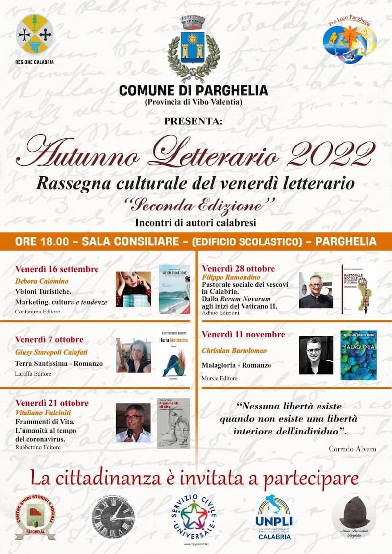 Autunno Letterario 2022 a Parghelia locandina