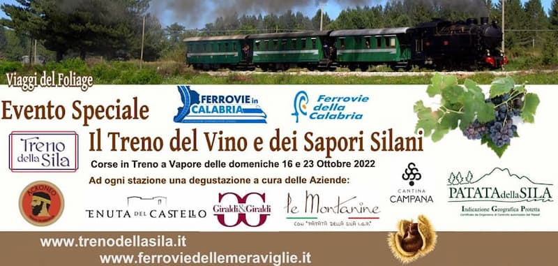 Il treno del vino e dei sapori silani - corse in treno a vapore il 16 e 23 ottobre 2022