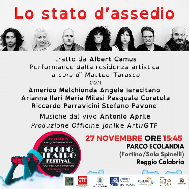 Lo stato d’assedio di Camus al Globo Teatro Festival 27 novembre 2022 locandina