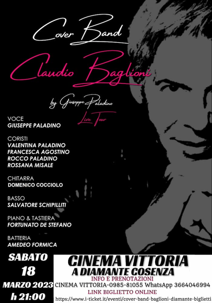 Cover Band Baglioni by Giuseppe Paladino 18 marzo 2022 a Diamante locandina