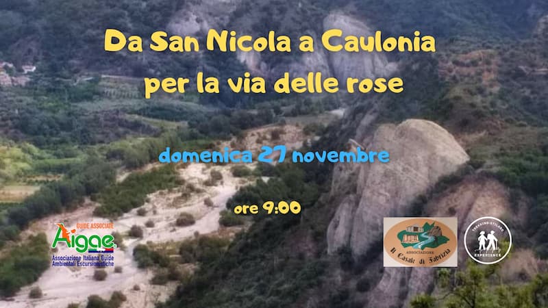Da San Nicola a Caulonia per le via delle rose 27 novembre 2022 locandina