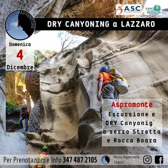 Dry Canyoning a Lazzaro 4 dicembre 2022 locandina