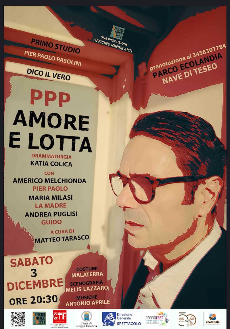 Un Pasolini inedito e struggente al Globo Teatro Festival sabato 3 dicembre a cura di Matteo Tarasco