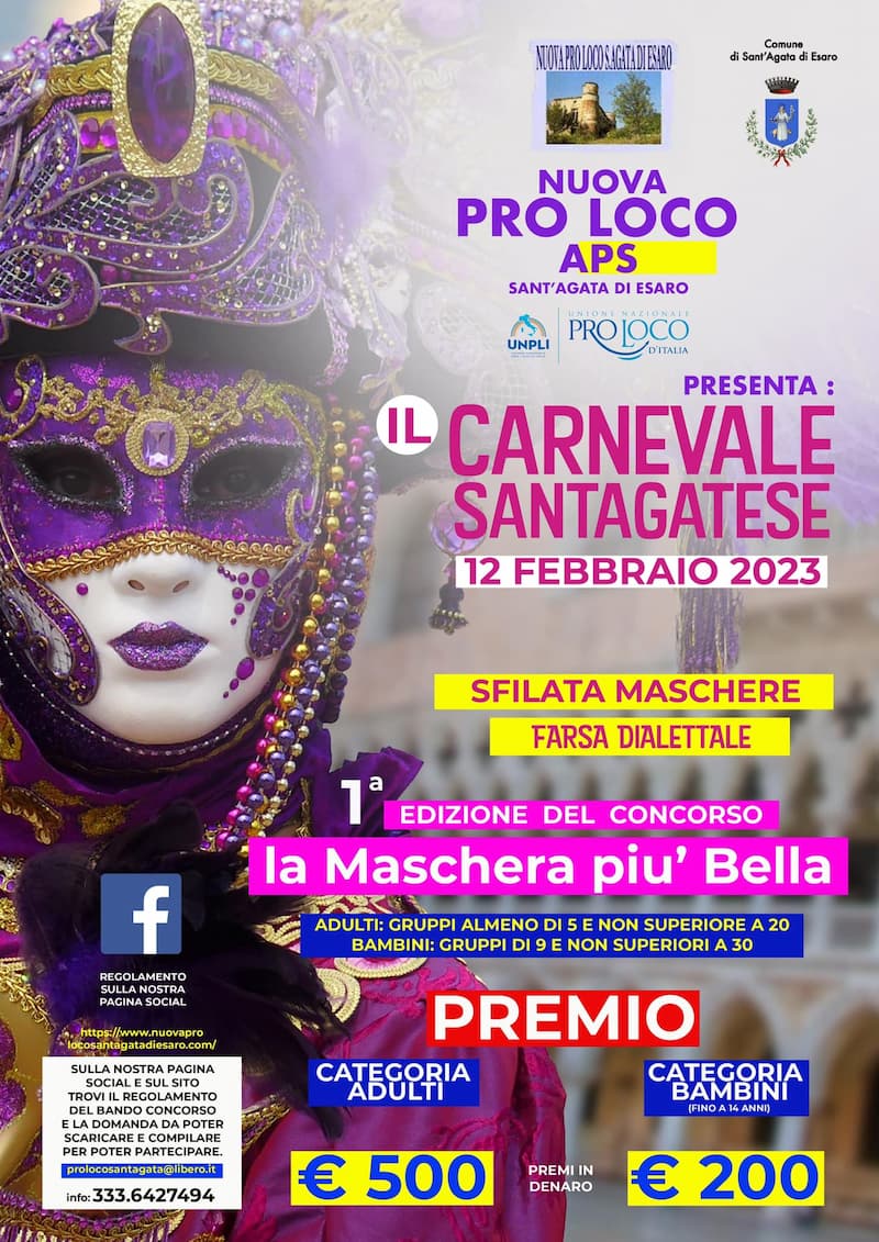 Carnevale Santagatese 12 Febbraio 2023 Sant'Agata d'Esaro locandina