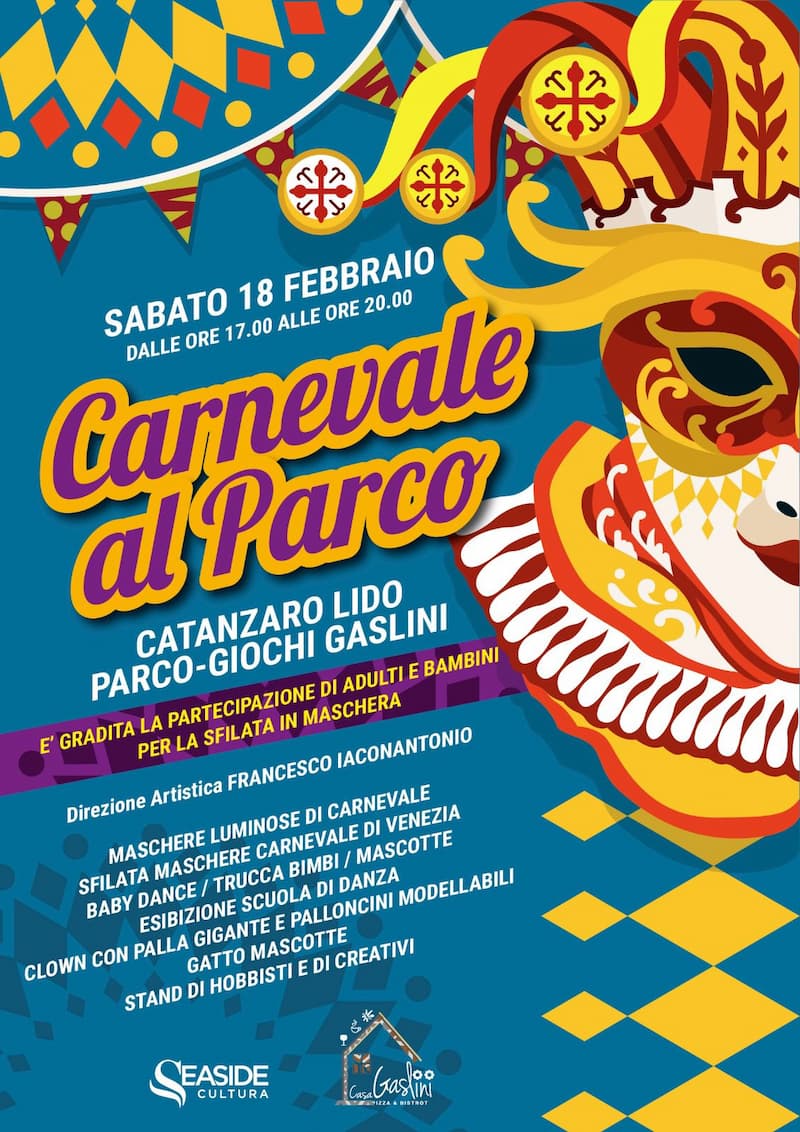 Carnevale al Parco Gaslini 18 febbraio 2023 Catanzaro Lido locandina