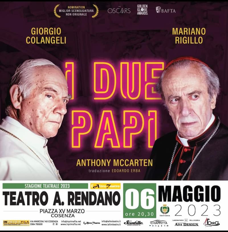 I due Papi con Giorgio Colangeli e Mariano Rigillo 6 maggio 2023 Teatro A Rendano Cosenza locandina