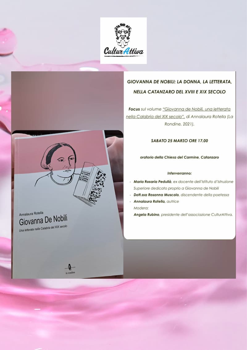 Catanzaro iniziativa dedicata a Giovanna de Nobili 25 marzo 2023 locandina