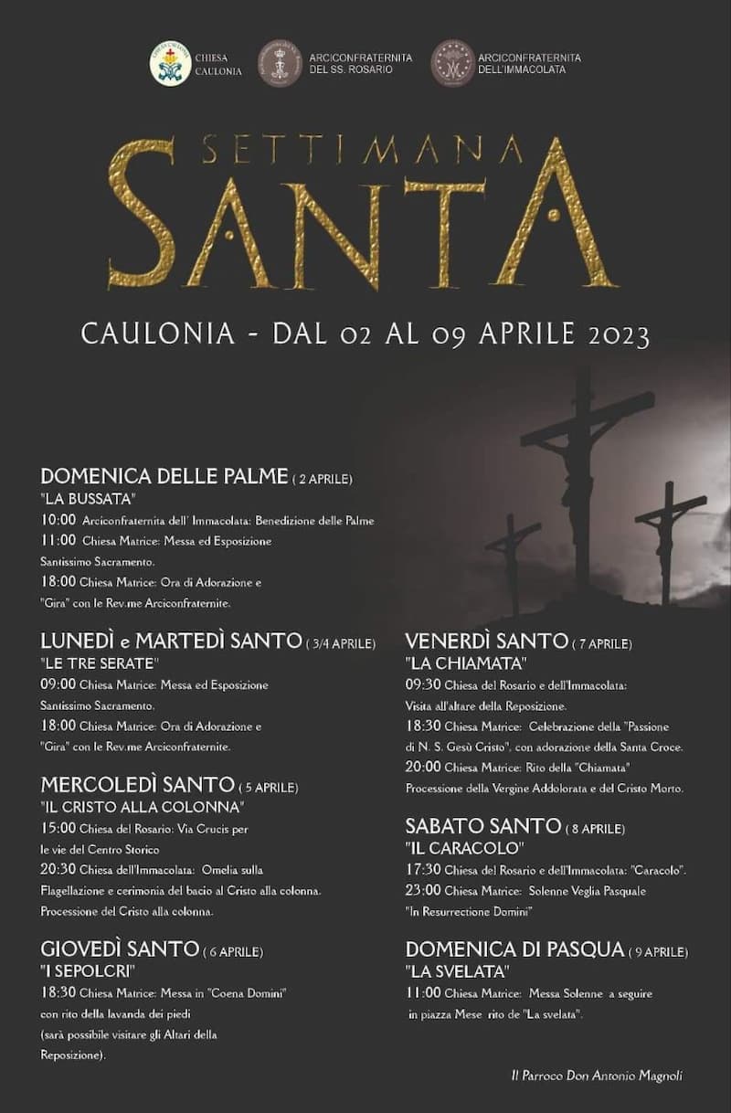 Caulonia Settimana Santa dal 2 al 9 Aprile 2023 locandina