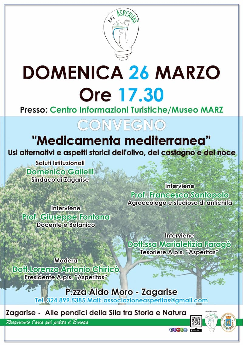 Convegno Medicamenta mediterranea 26 marzo 2023 Piazza Aldo Moro, Zagarise locandina
