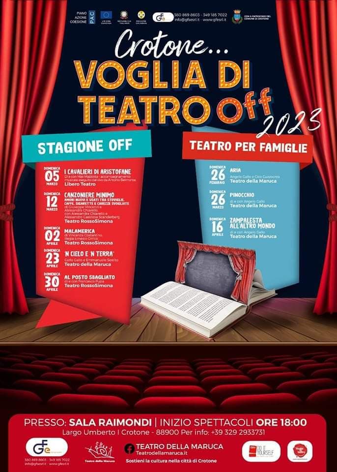 Crotone Voglia di Teatro off dal 5 marzo al 30 aprile 2023 locandina
