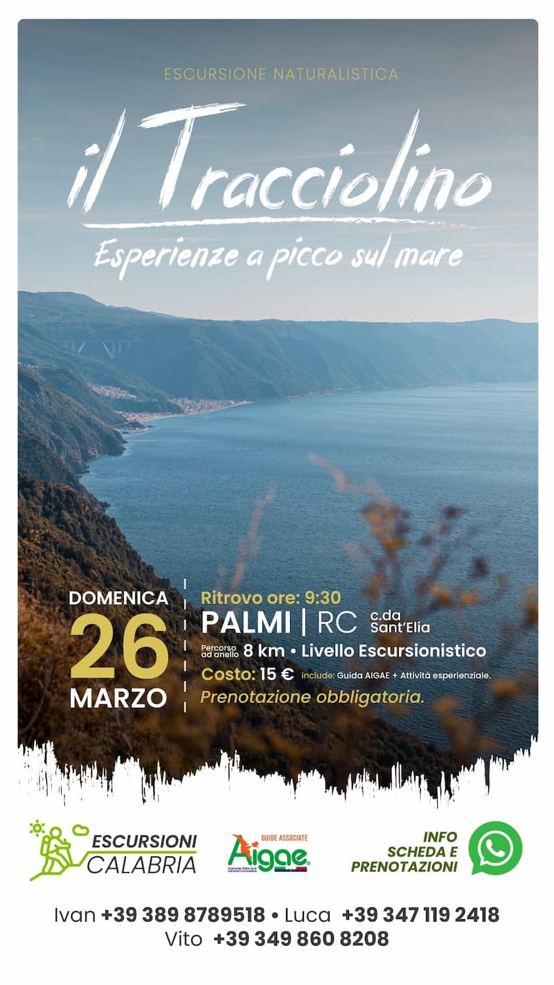 Escursione il Tracciolino - Esperienza a picco sul mare 26 marzo 2023 Palmi locandina