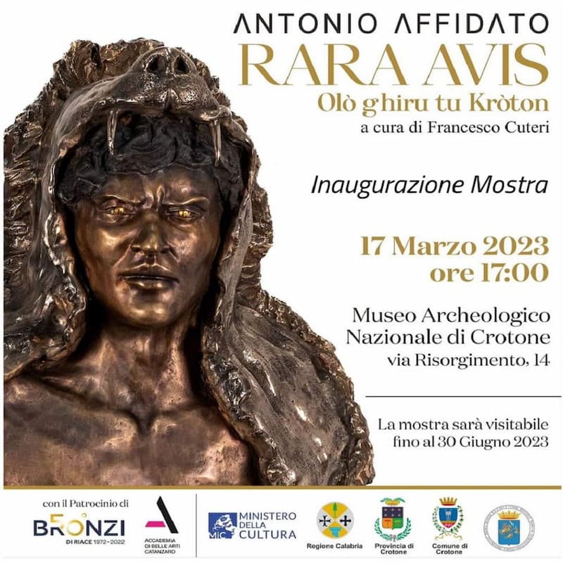 Inaugurazione Mostra Rara Avis Olò ghiru tu Kròton 17 marzo 2023 Museo Archeologico Nazionale di Crotone locandina