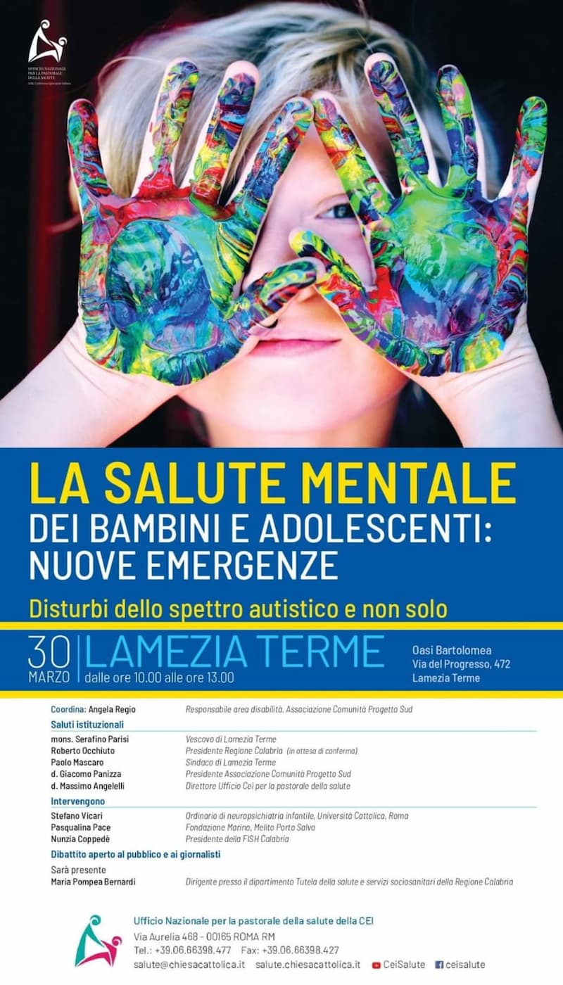 La salute mentale dei bambini e adolescenti Nuove emergenze Oasi Bartolomea, Lamezia Terme 30 marzo 2023 locandina