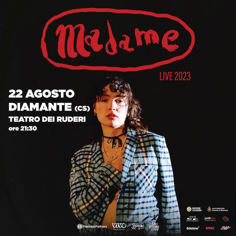 Madame live 2023 22 agosto 2023 a Diamante locandina
