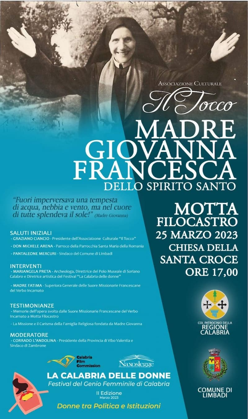 Madre Giovanna Francesca dello Spirito Santo 25 marzo 2023 Motta Filocastro locandina