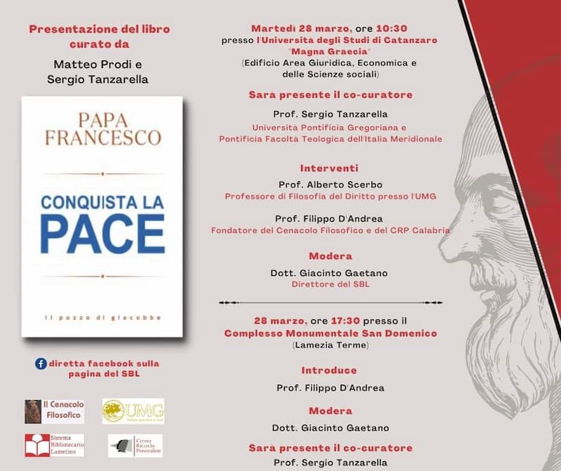 Papa Francesco Conquista la Pace 28 marzo 2023 Università degli Studi di Catanzaro locandina
