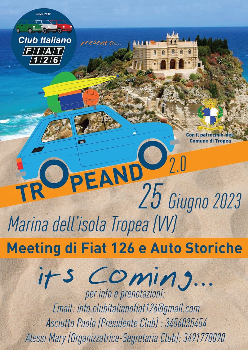Tropeando - Meeting di Fiat 126 e auto storiche 25 giugno 2023 locandina