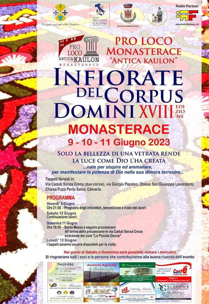 Infiorante del Corpus Domini XVIII edizione 9-10-11 Giugno 2023 Monasterace locandina
