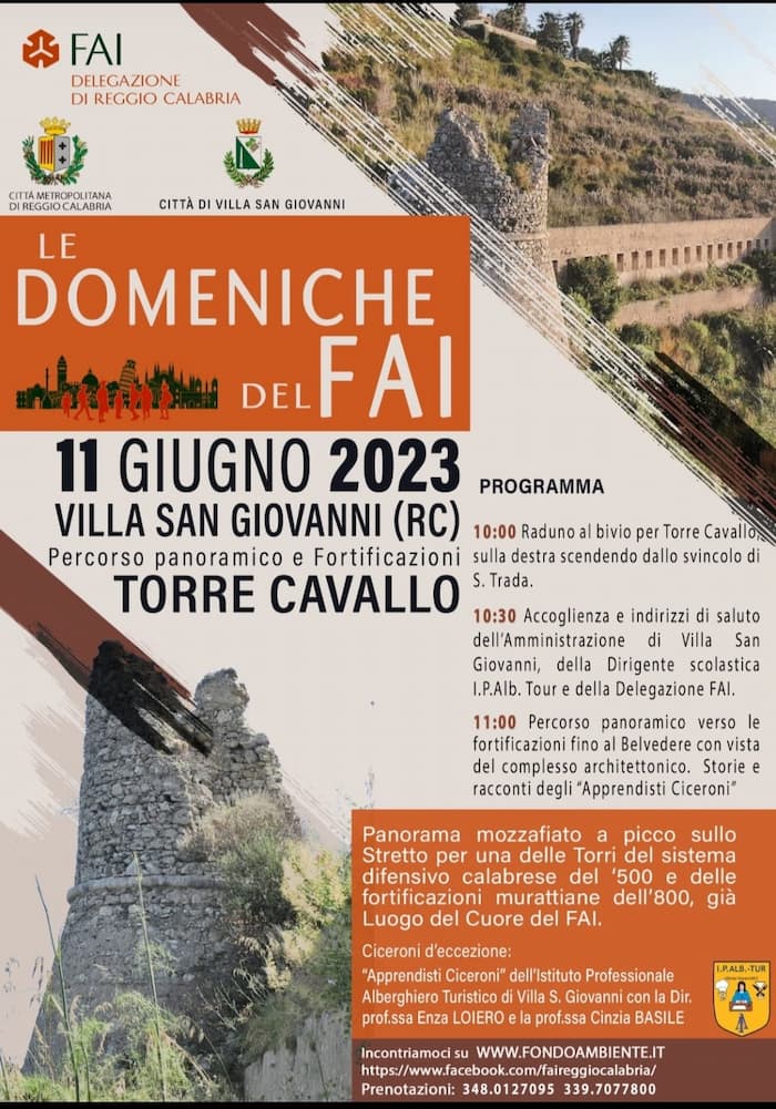 Le Domeniche del FAI Torre Cavallo 11 giugno 2023 Villa San Giovanni locandina
