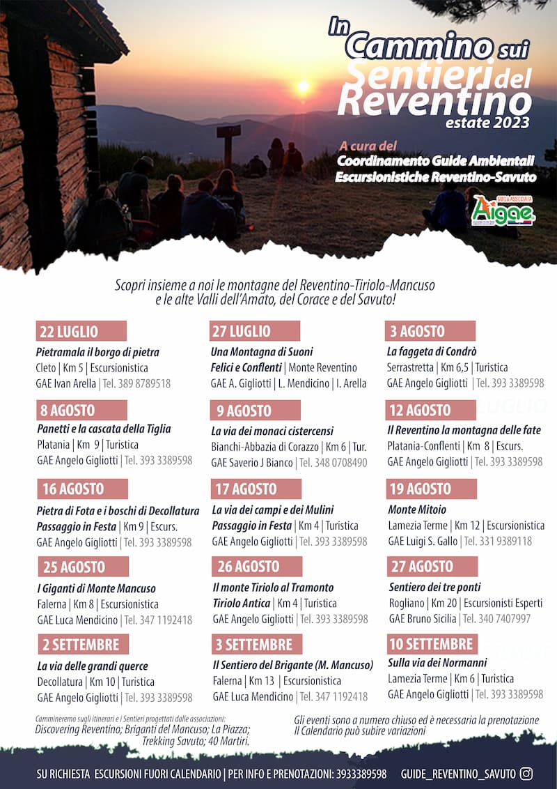 Guide Ambientali Escursionistiche del Reventino Savuto Locandina_Calendario