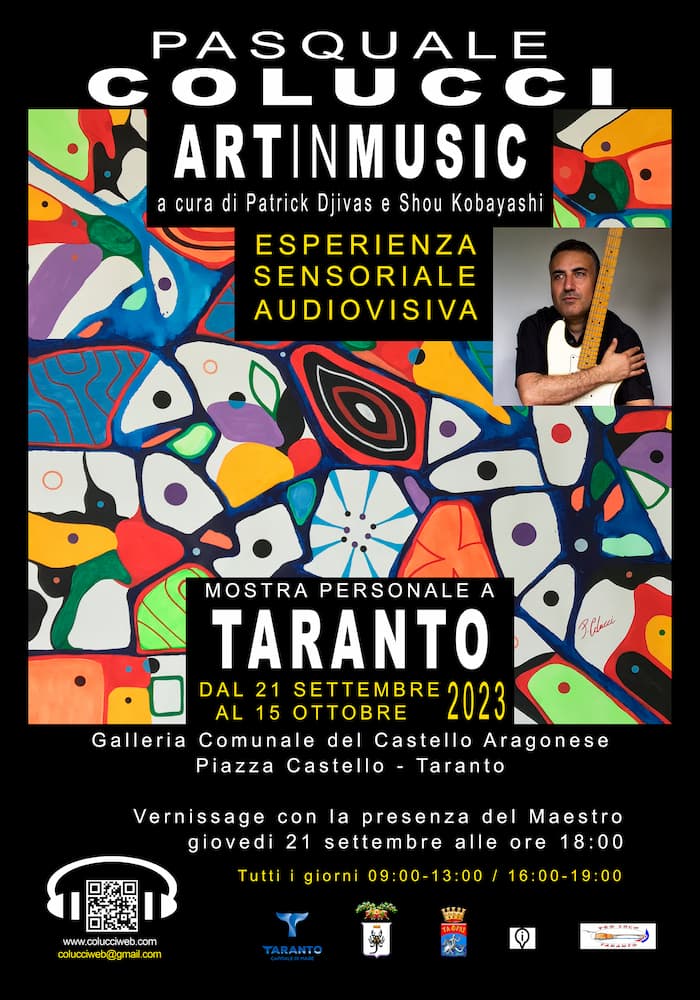 Mostra personale Art in Music di Pasquale Colucci dal 21 Settembre al 15 Ottobre 2023 locandina