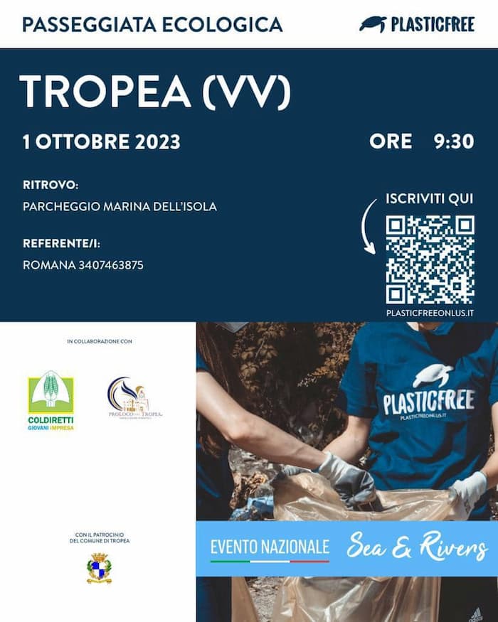 Passeggiata ecologica - Tropea Plastic Free 1 Ottobre 2023 locandina