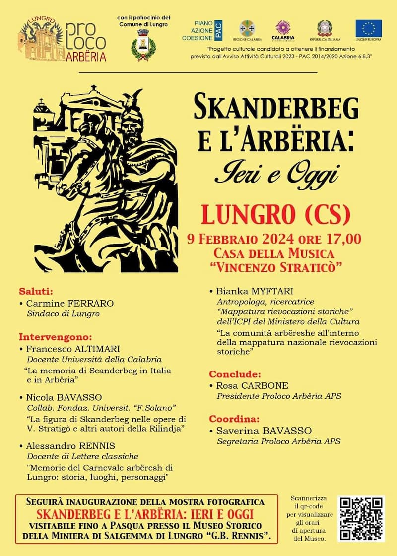 Skanderbeg e l'Arbëria ieri e oggi 9 Febbraio 2024 Casa della Musica Vincenzo Straticò, Lungro