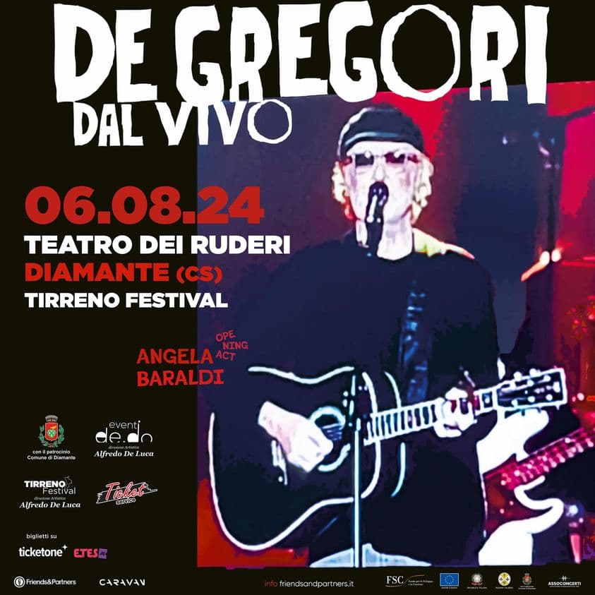 De Gregori dal vivo 6 Agosto 2024 Teatro dei Ruderi, Diamante Tirreno Festival