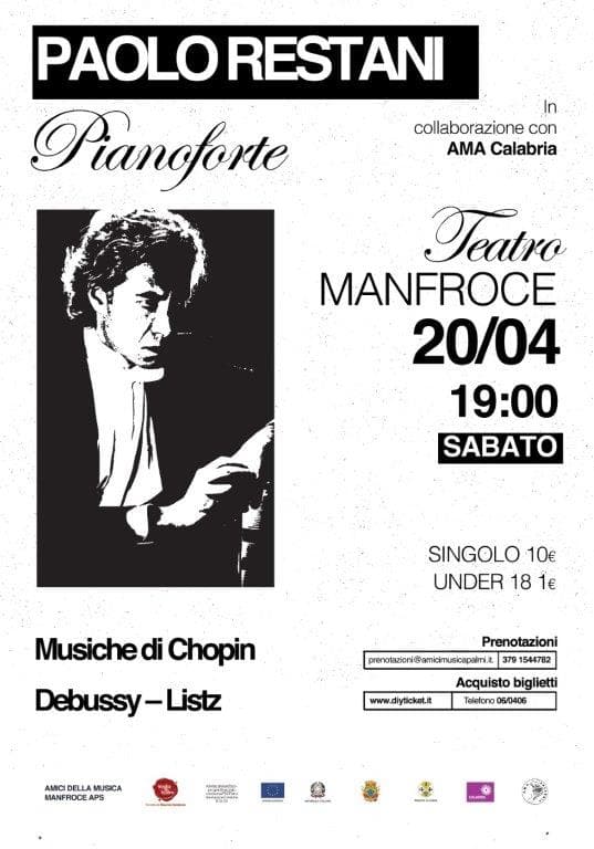 Paolo Restani (pianoforte) 20 Aprile 2024 Palmi