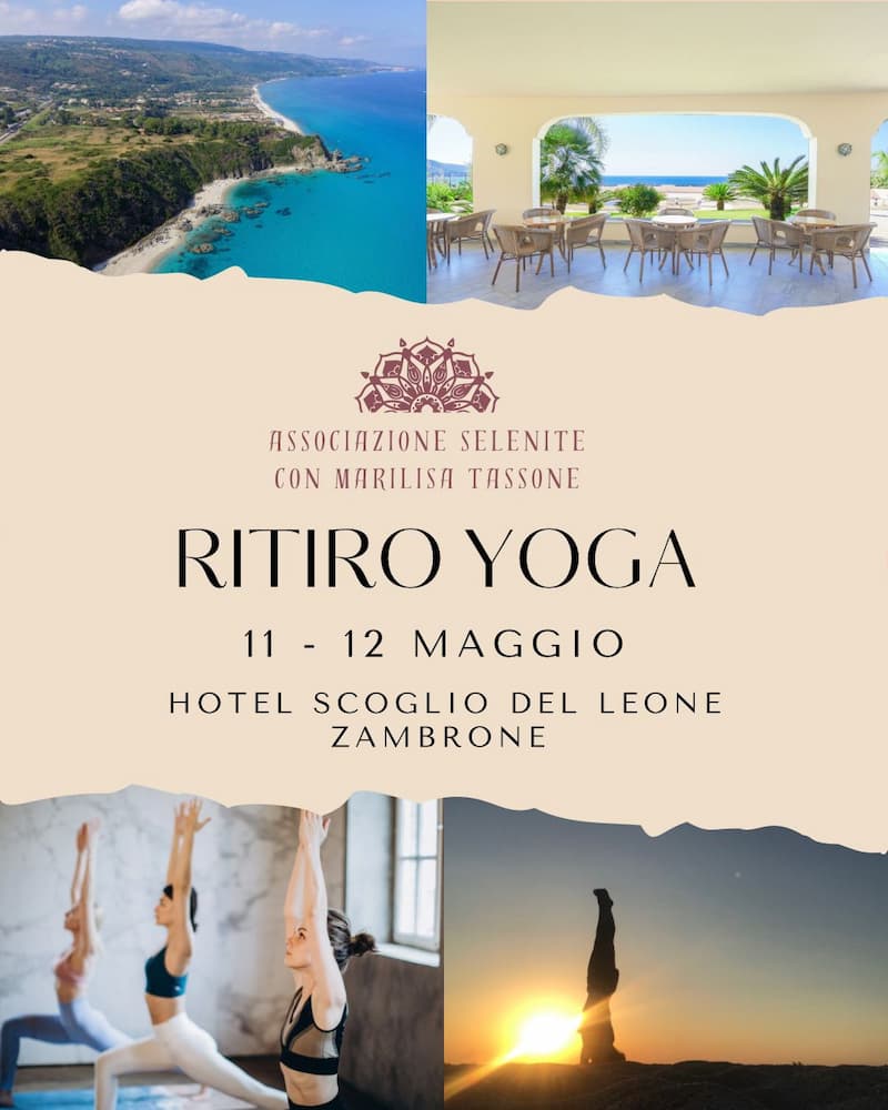 Ritiro yoga Costa degli dei 11 e 12 Maggio 2024 Hotel Scoglio del Leone, Zambrone locandina